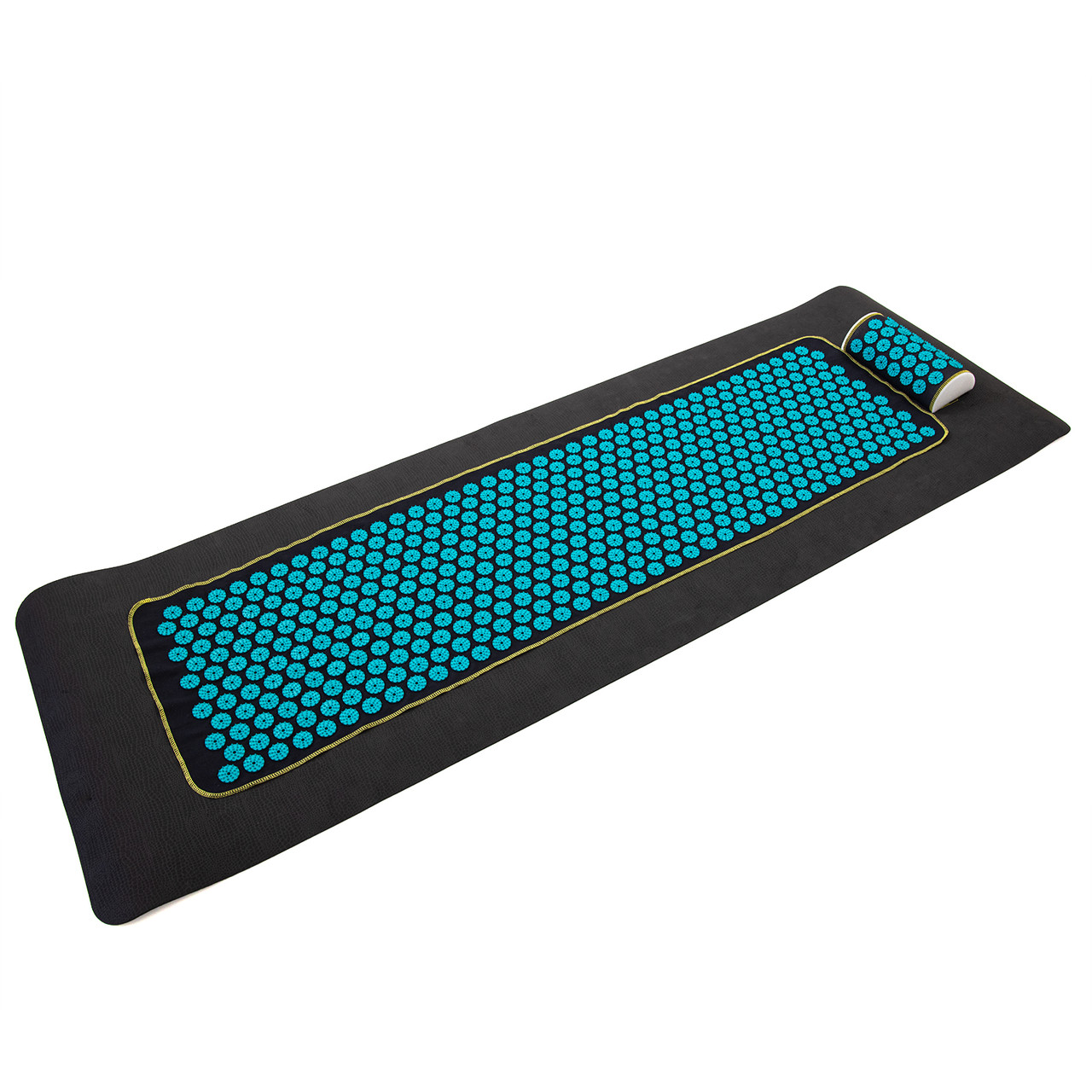 Набір для йоги 3в1 Килимок для йоги + Масажний килимок Аплікатор Кузнєцова + валик OSPORT Set 32 (n-0063) Чорно-бірюзовий, фото 1