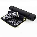 Набір для йоги 3в1 Килимок для йоги + Масажний килимок Аплікатор Кузнєцова + валик OSPORT Set 32 (n-0063) Чорно-сірий, фото 2