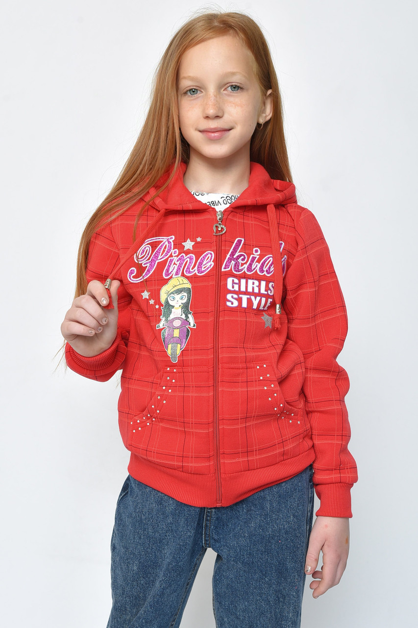 Кофта дитяча дівчинка на флісі червоного кольору 153693P
