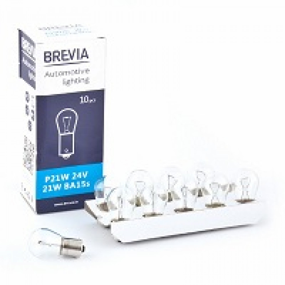 Лампа 12V (цок.BA15s) P21W "Brevia" (12301C) (пач.10 шт.)