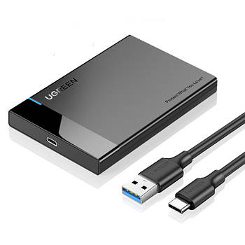 Корпус для жорсткого диска UGREEN Type-C to 2.5" Inch SATA Hard Drive Enclosure + кабель Type-C (чорний) US221