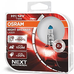 Лампа 12V H1 55 W +150% Night Laser "Osram" (64150 NL-BOX) (Box-2шт)