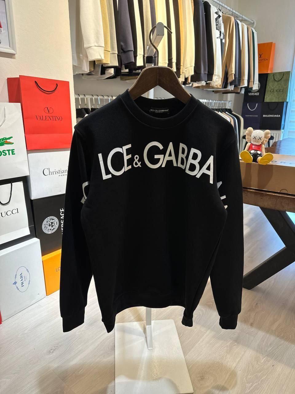 Мужской брендовый свитшот Dolce Gabbana белый / черный - фото 1 - id-p1978825605