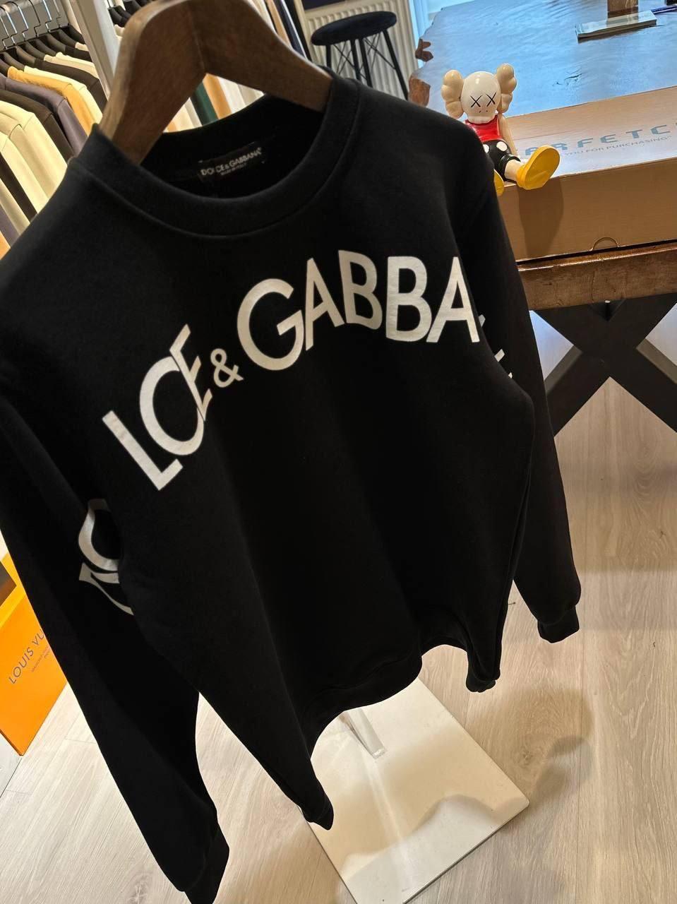 Мужской брендовый свитшот Dolce Gabbana белый / черный - фото 8 - id-p1978825605