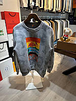 Мужской стильный брендовый свитшот Heron зимний на флисе серый / хаки / беж