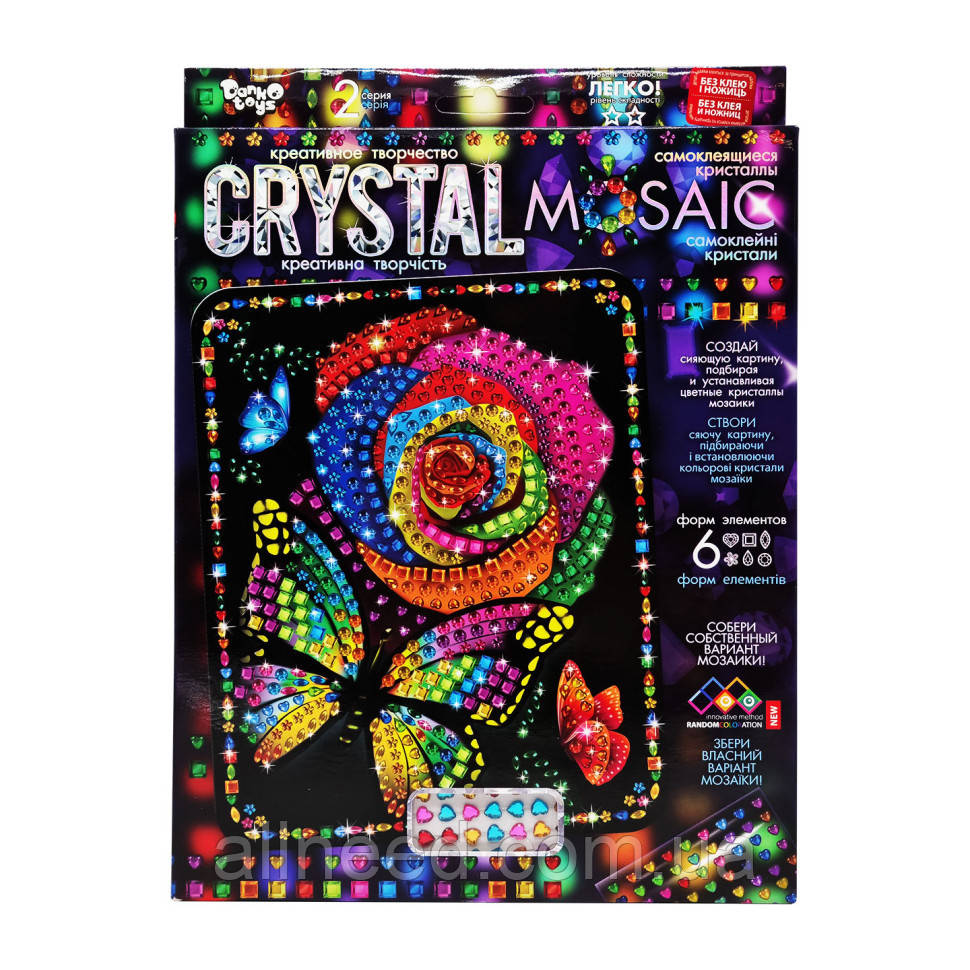Креативна творчість "Crystal mosaic Квітка" CRM-02-07, 6 форм елементів, фото 1