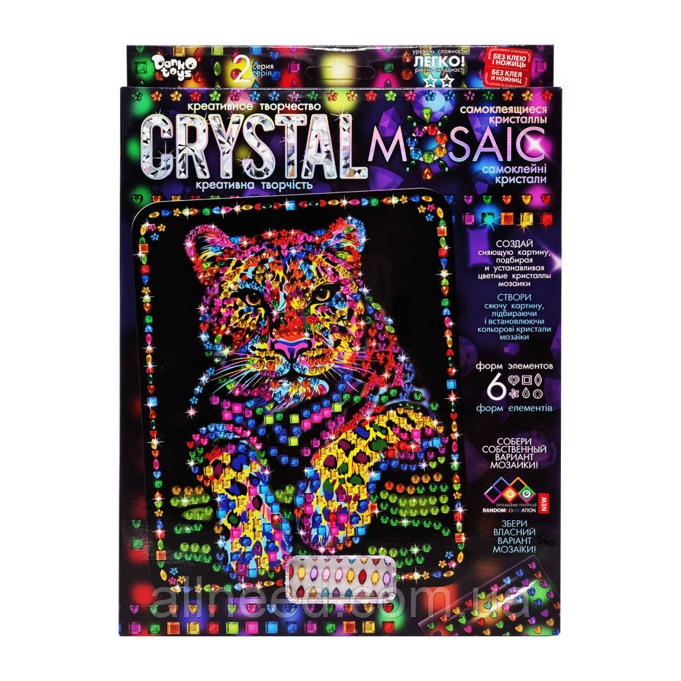 Креативна творчість "Crystal mosaic Леопард" CRM-02-03, 6 форм елементів, фото 1