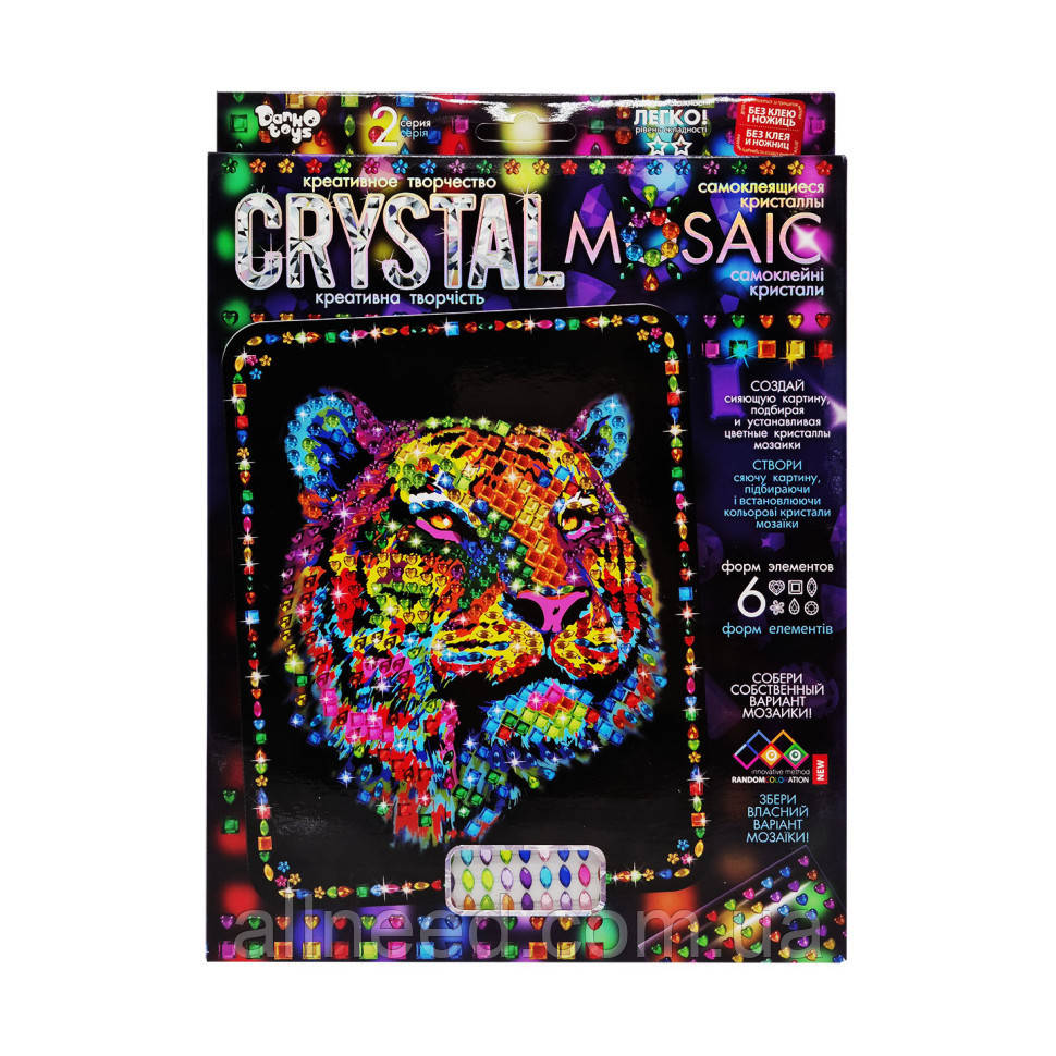 Креативна творчість "Crystal mosaic Тигр" CRM-02-01, 6 форм елементів, фото 1