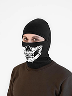 Зимняя флисовая балаклава цвет черный, тактическая маска с принтом Череп для ВСУ