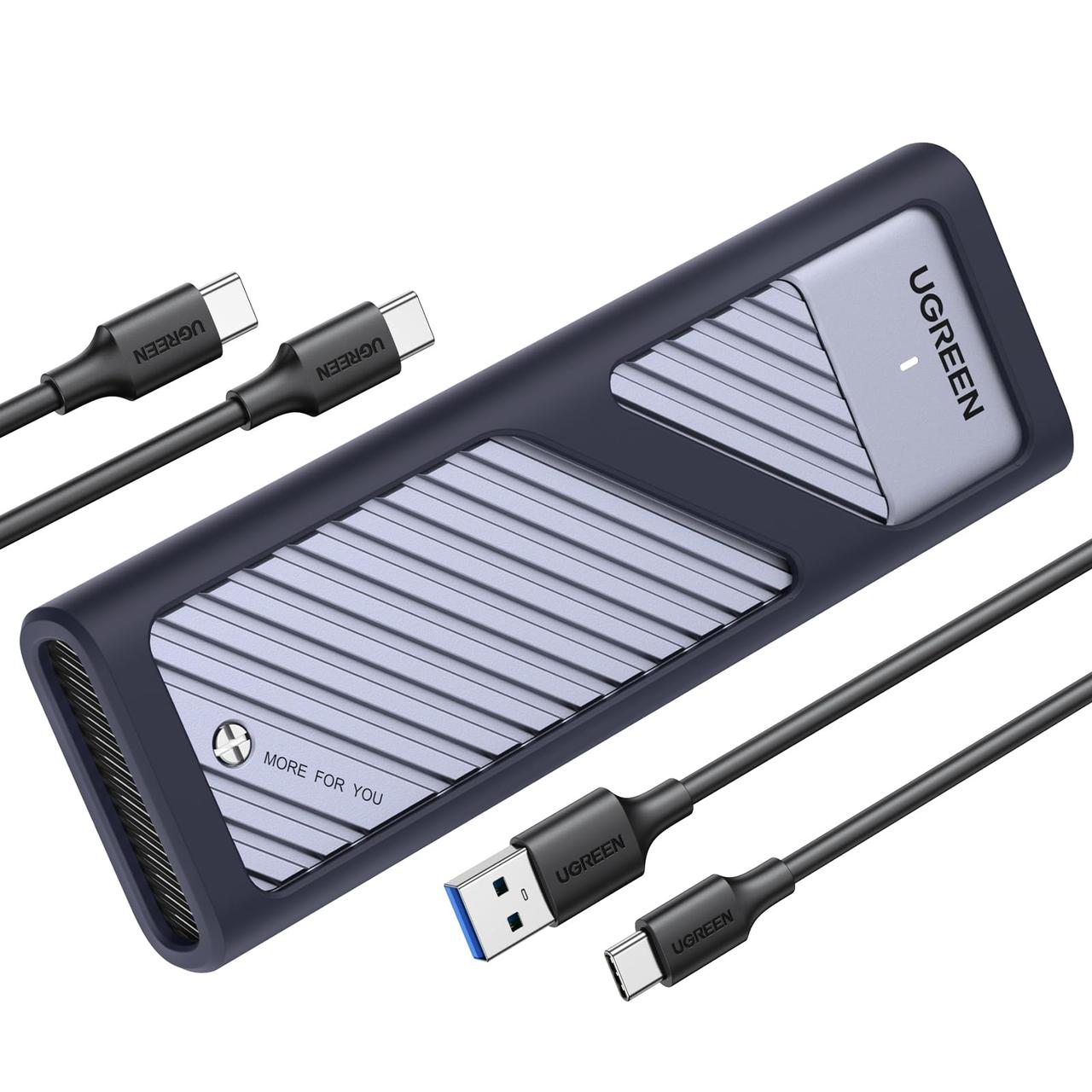 Корпус для жорсткого диска Ugreen M.2 NVMe SSD Enclosure + 2 кабеля (сірий) CM559