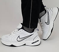 Мужские кроссовки белые с серым Nike Air Monarch. Спортивные кроссовки для бега белые Найк Аир Монарх