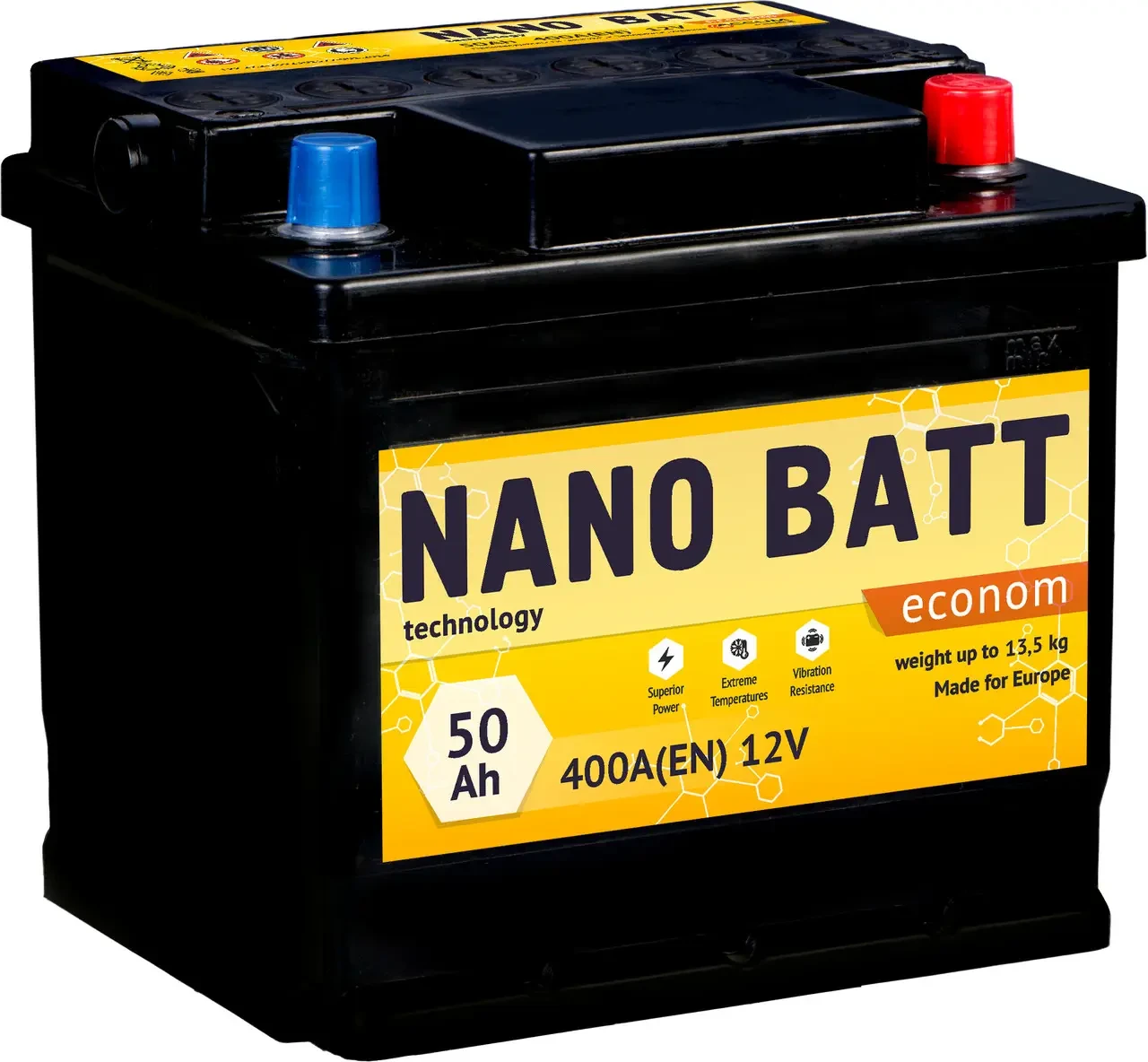 Акумулятор NANO BATT Econom - 50Ah + правий (400 пуск)