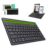 Бездротова комп'ютерна клавіатура Bluetooth із підставкою для телефону планшета двоконтактна портативна, фото 2