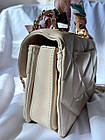 Жіноча сумка крос-боді Chanel бежева шкіряна з ланцюжком Шанель, фото 5