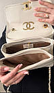 Жіноча сумка крос-боді Chanel бежева шкіряна з ланцюжком Шанель, фото 8