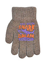 Перчатки мальчикам от 4 до 7 лет с рисунком акула 16см.