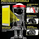 Лампи автомобільні LED H4 Лінзи D37мм 90W/16000LM/6000K 3570 Module 9-30V Canbus Y7D, фото 6