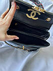 Жіноча сумка крос-боді Chanel чорна шкіряна з ланцюжком Шанель, фото 3
