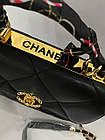 Жіноча сумка крос-боді Chanel чорна шкіряна з ланцюжком Шанель, фото 4