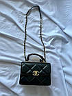 Жіноча сумка крос-боді Chanel чорна шкіряна з ланцюжком Шанель, фото 5