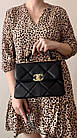 Жіноча сумка крос-боді Chanel чорна шкіряна з ланцюжком Шанель, фото 10