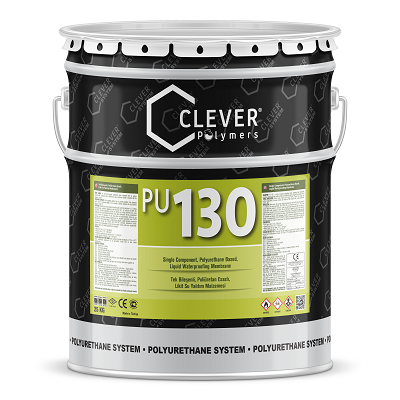 Клевер ПУ База 130/Clever PU Base 130 (сірий) — поліуретанова гідроізоляція (відро. 25 кг), фото 1