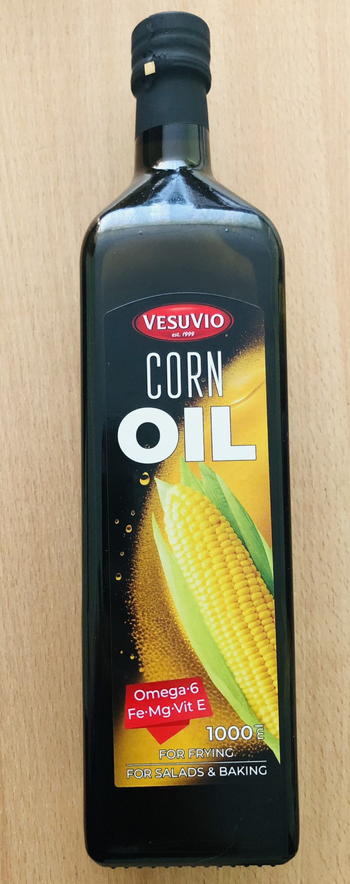 Олія кукурудзяна Vesuvio Corn Oil, 1 л, скло, Греція, для смаження та салатів