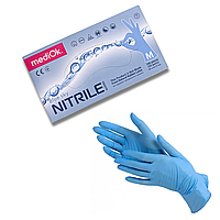 Рукавички нітрилові MediOK BlueSky — 50 пар, розмір M (без пудри) блакитні, 3,5 г