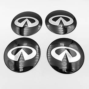 Наклейки на ковпачки заглушки в диски INFINITI (Інфініті) 56 мм Чорний 4 шт, фото 1