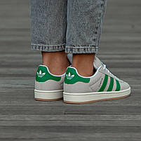 Сірі з зеленим кроссівки унісекс Adidas Campus Grey Green. Модні кросси чоловічі і жіночі Адідас Кампус., фото 3