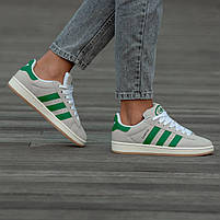 Сірі з зеленим кроссівки унісекс Adidas Campus Grey Green. Модні кросси чоловічі і жіночі Адідас Кампус., фото 5