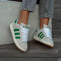 Сірі з зеленим кроссівки унісекс Adidas Campus Grey Green. Модні кросси чоловічі і жіночі Адідас Кампус., фото 6