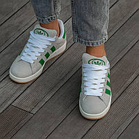 Сірі з зеленим кроссівки унісекс Adidas Campus Grey Green. Модні кросси чоловічі і жіночі Адідас Кампус., фото 10