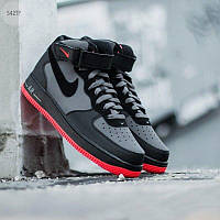 Мужские зимние термо кроссовки Nike Air Force, теплые кожаные мужские ботинки Найк, высокие зимние кеды Nike