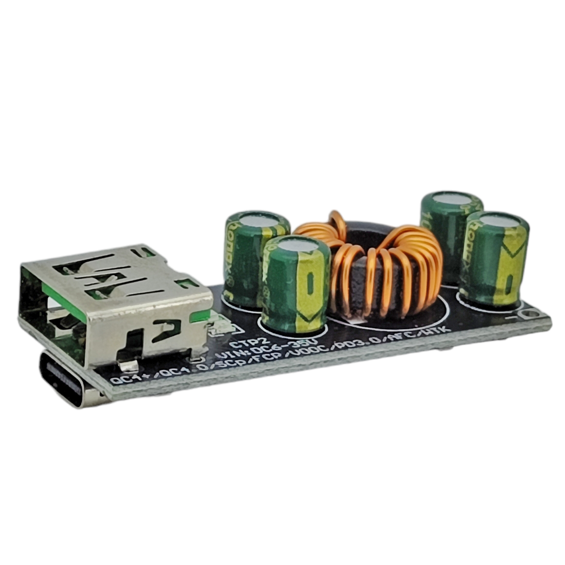 Понижувальний DC-DC перетворювач з підтримкою QC3.0, QC4.0, вхід 6-35 V, вихід USB Type-C 5V (SW3516)