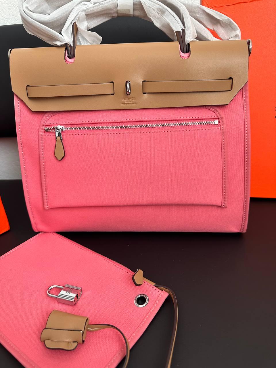 Жіноча сумка Эрмес рожева Hermes Pink Herbag, фото 1