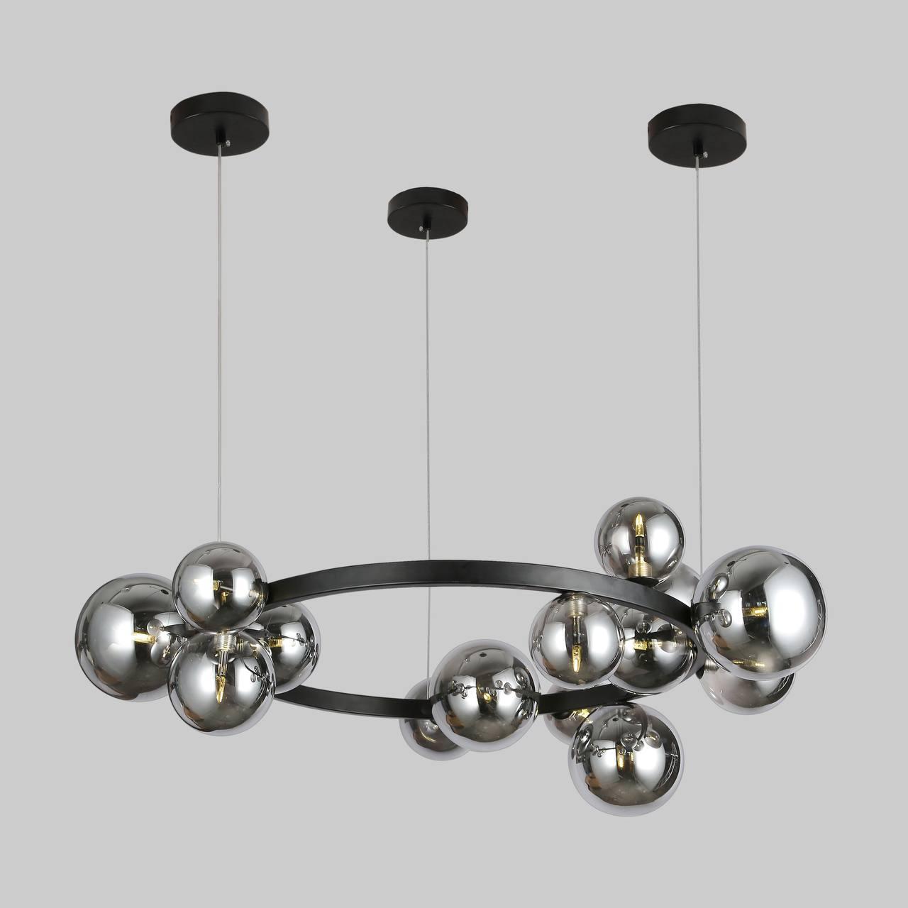 Чорна люстра «Bubbles» 80см на 15 ламп (918-LP267-15 BK+BK)