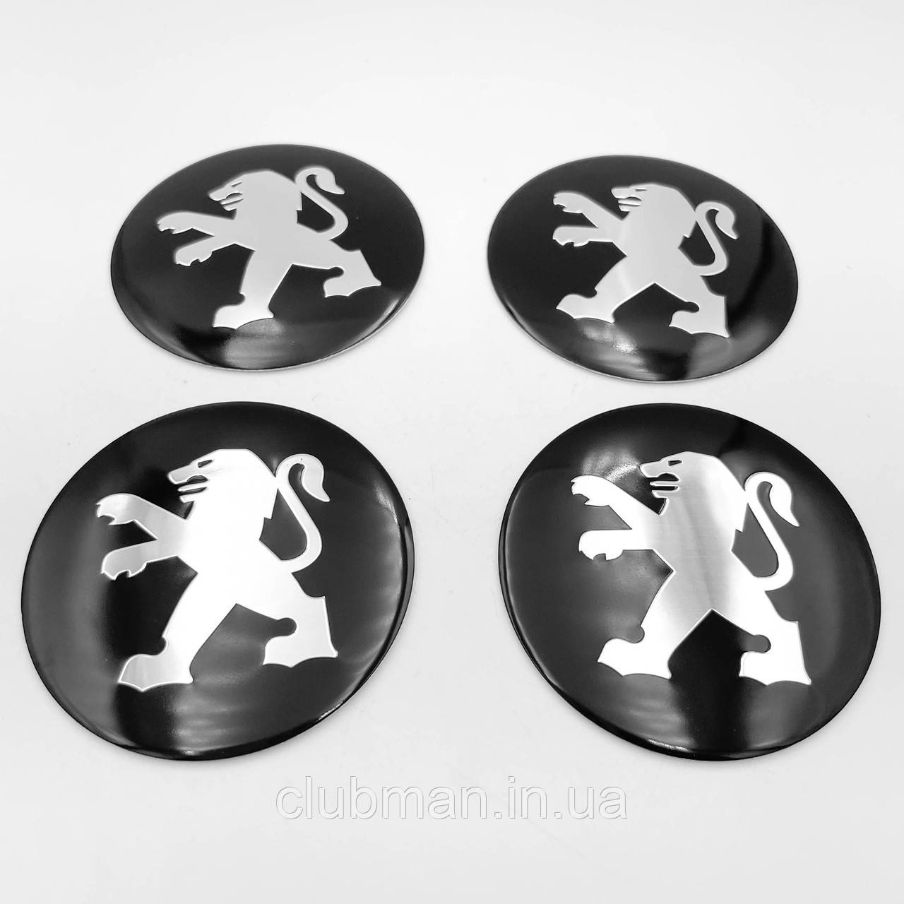 Наклейки на ковпачки заглушки в диски PEUGEOT (Пежо) 56 мм Чорний 4 шт