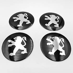 Наклейки на ковпачки заглушки в диски PEUGEOT (Пежо) 56 мм Чорний 4 шт