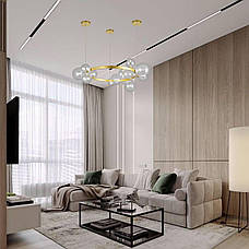 Золота 85см кругла люстра з куль на 15 ламп (918-LP267-15 GD+CL), фото 4