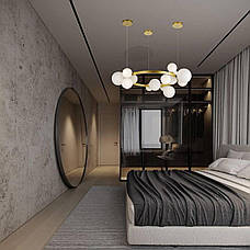 Золота 85см кругла люстра з куль на 15 ламп (918-LP267-15 GD+WH), фото 5