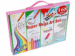 Художній дитячий набір YOVER Art set у рожевому кейсі 168 предметів