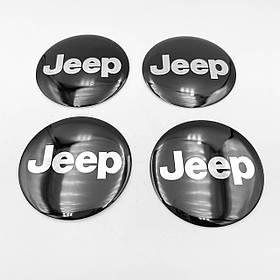 Наклейки на ковпачки заглушки в диски JEEP (Джип) 56 мм Чорний 4 шт