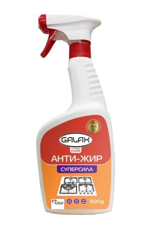 ЗАСІБ ДЛЯ ВИДАЛЕННЯ ЖИРУ З КУХОННИХ ПОВЕРХНЬ АНТИ-ЖИР СУПЕРСИЛУ POWER CLEAN GALAX 500гр 4260637721983