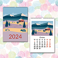 Перекидний календар 2024, Природа вектор, формат А4 укр мова