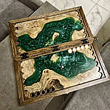 Нарди з натурального дерева та епоксидної смоли ручної роботи, фото 2