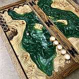 Нарди з натурального дерева та епоксидної смоли ручної роботи, фото 9