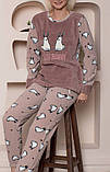 Тепла флісова жіноча піжама Snc з принтом, фото 2
