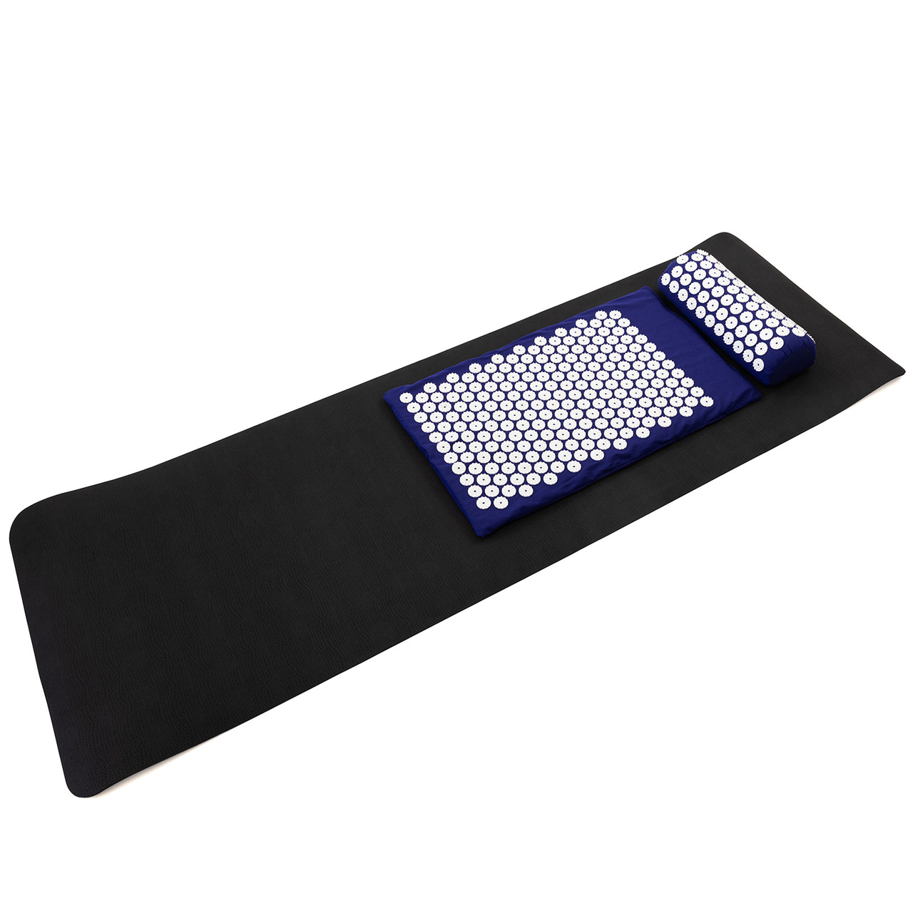 Набір для йоги 3в1 Килимок для йоги + Масажний килимок Аплікатор Кузнєцова + валик OSPORT Set 33 (n-0064) Чорно-синьо-білий, фото 1