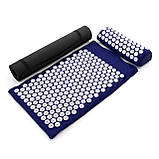 Набір для йоги 3в1 Килимок для йоги + Масажний килимок Аплікатор Кузнєцова + валик OSPORT Set 33 (n-0064) Чорно-синьо-білий, фото 2